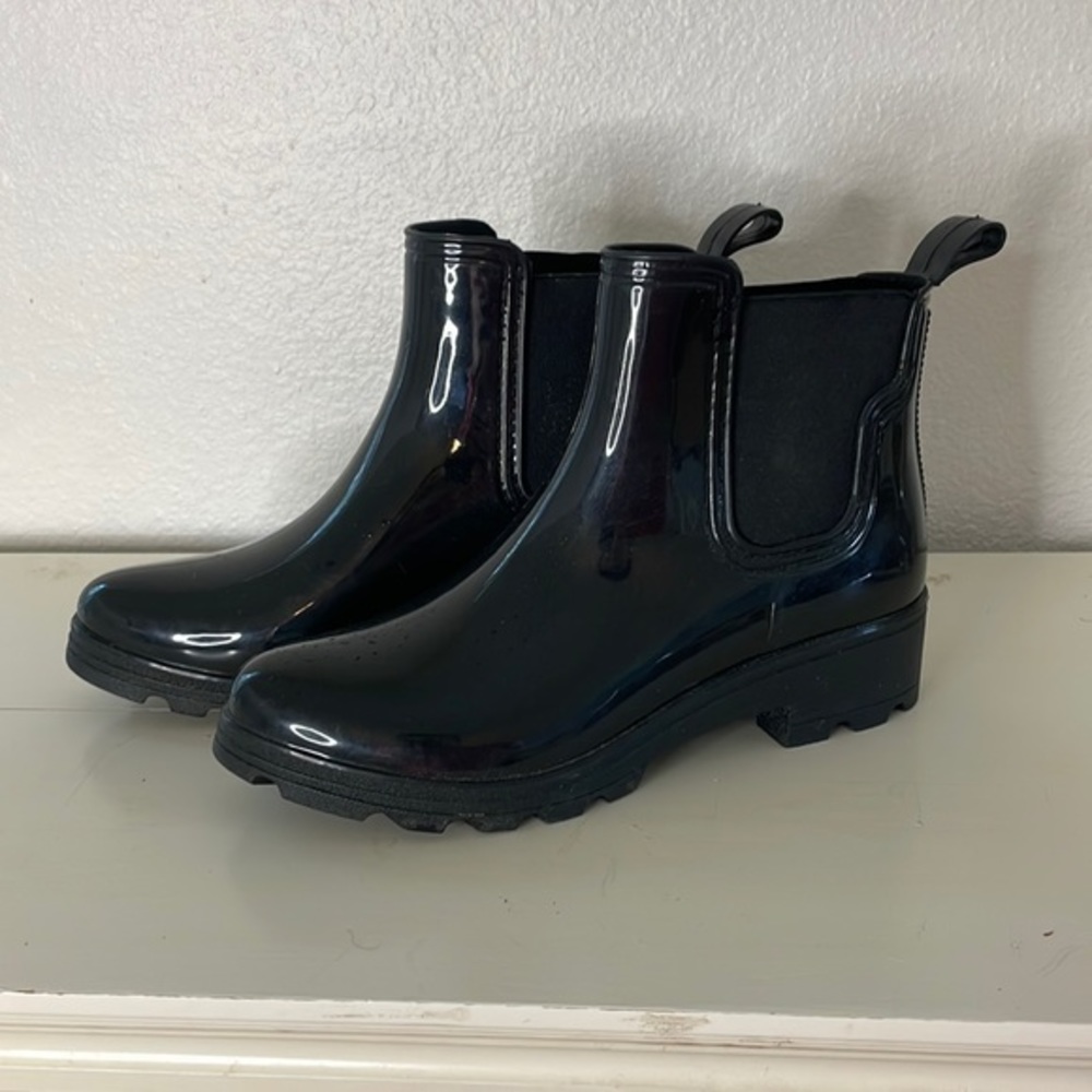 Capelli‎ Women’s Black Ankle Shiny Rain Boots